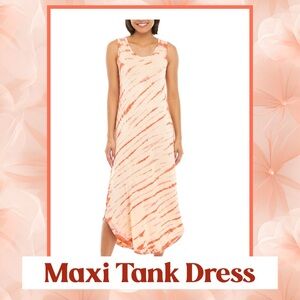 Stunning orange maxi tie dye tank dress size large